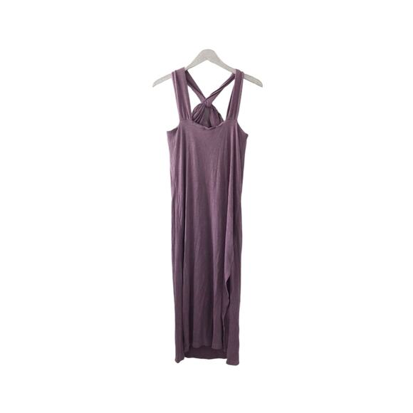 Anthropologie Sundry Keyhole Midi Light Jersey Cotton Knit Dress Purple Small - Picture 8 of 12